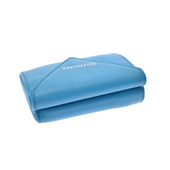 BALENCIAGA Paper Mini Wallet Blue Calf Trifold - Picture 7 of 12